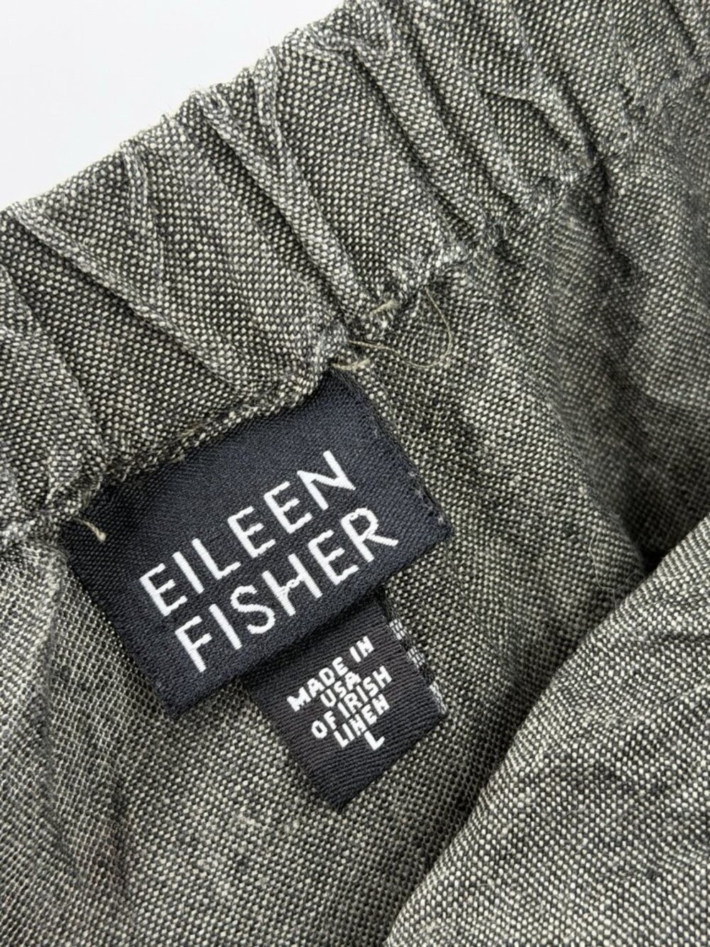 EILEEN FISHER Women's Gray Linen Double Walking Slit Straight Pull On Skirt LG - Picture 3 of 5